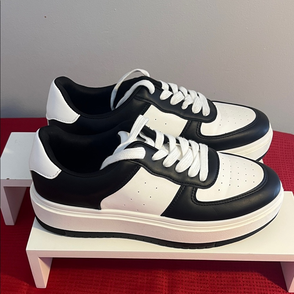 Madden Girl Black and White Sneakers